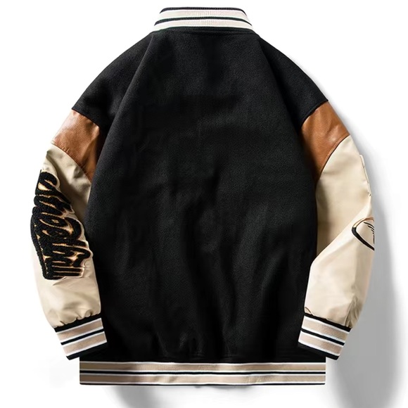 Loose Oversize Vintage Baseball Jacket With Embroidered Letters Print - Picture 3 of 5